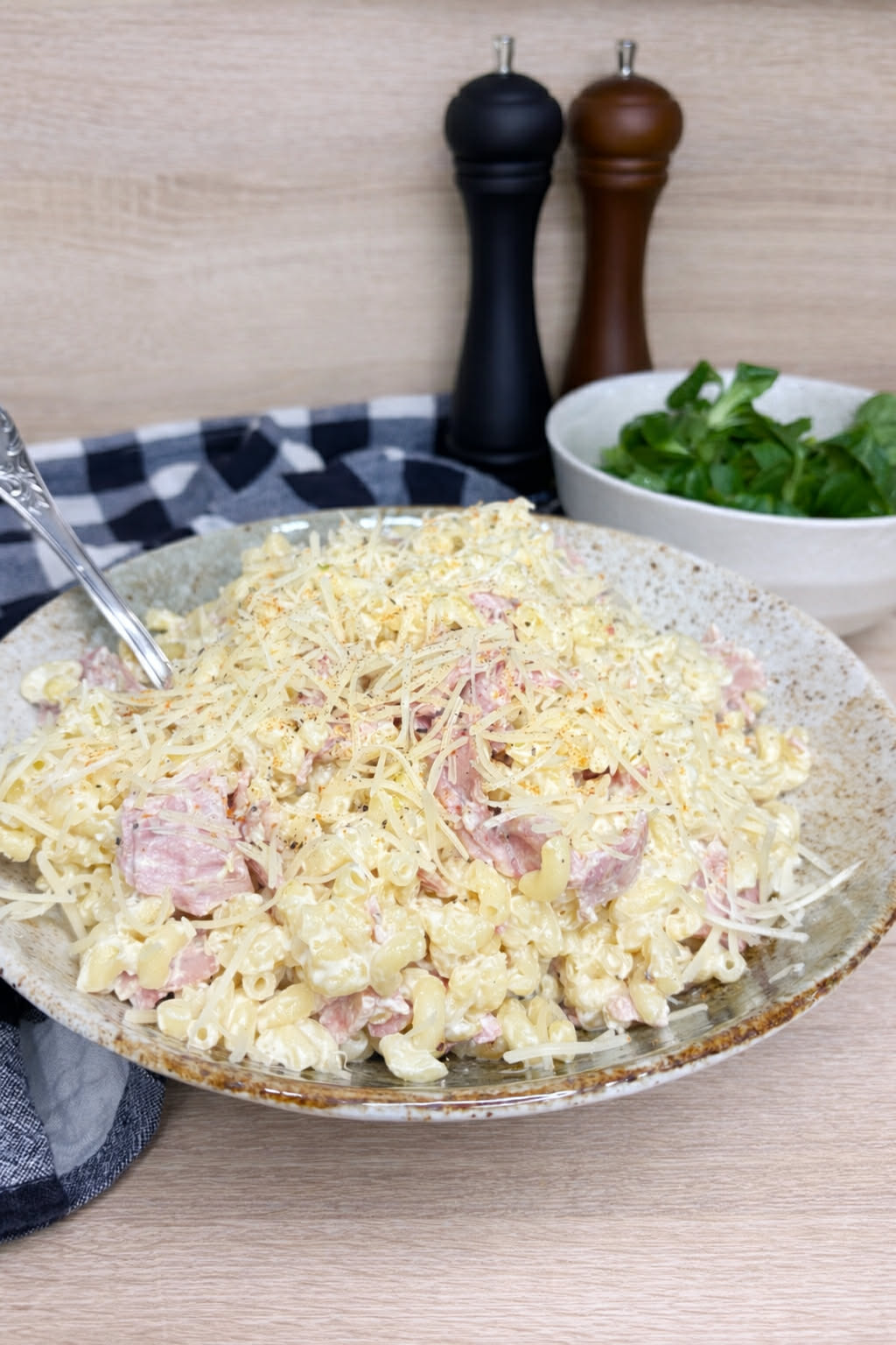 Coquillettes crémeuses au jambon, façon risotto